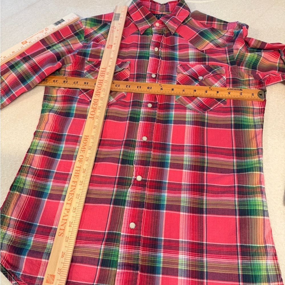 Polo Ralph Lauren Madras Western Red and Green Plaid Shirt - Picture 8 of 11